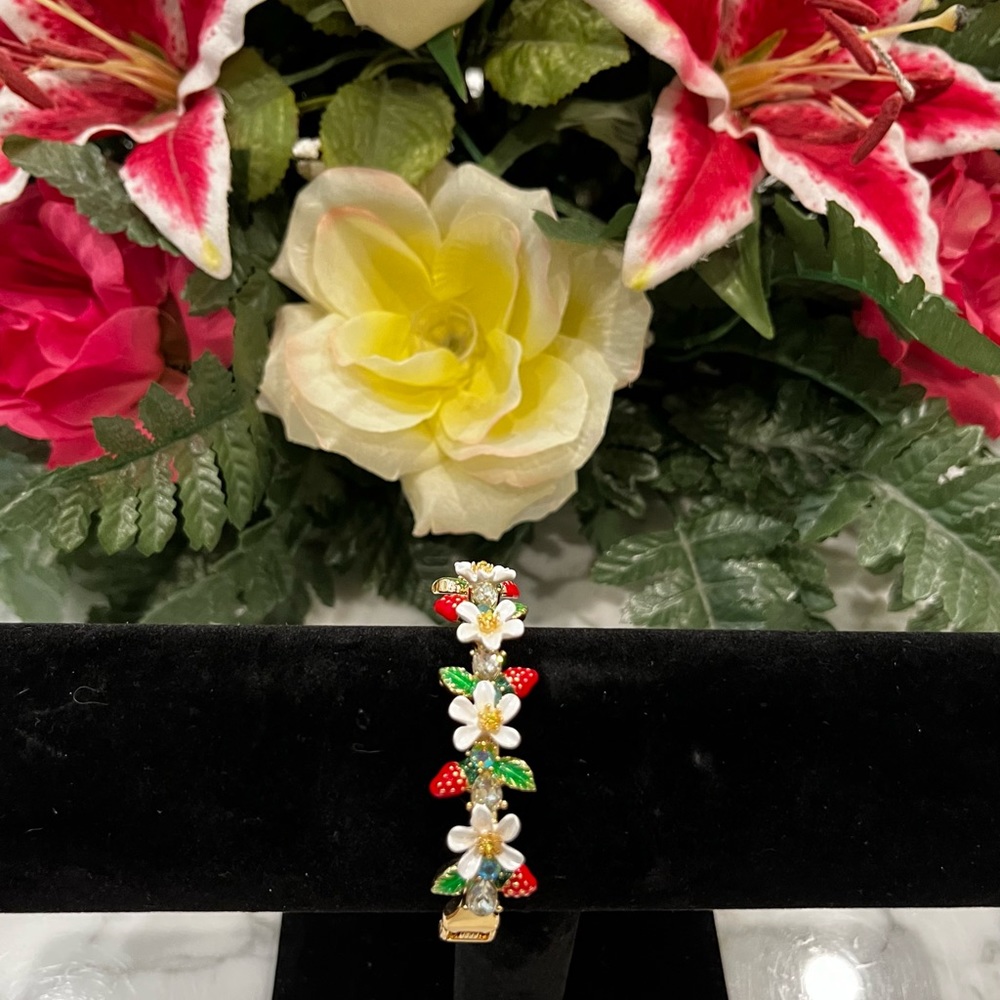 Betsey Johnson Strawberry Bangle Bracelet.
